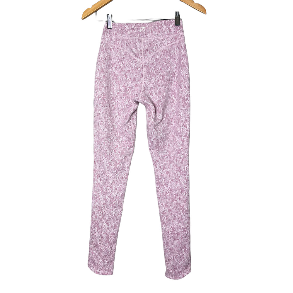 Gymshark Fleur Texture Full Leggings Workout Waistband Pocket Dusky‎ Pink